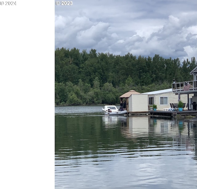 property view of water with a boat dock