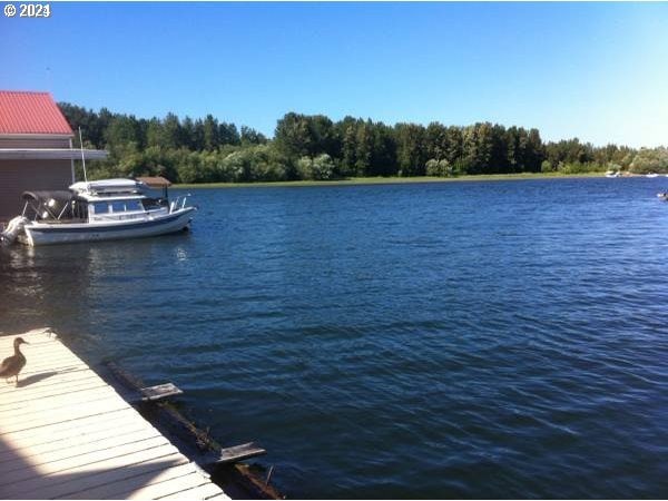 dock area featuring a water view