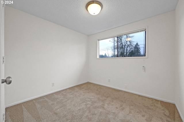 carpeted empty room featuring a textured ceiling