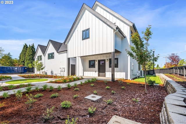 view of modern inspired farmhouse