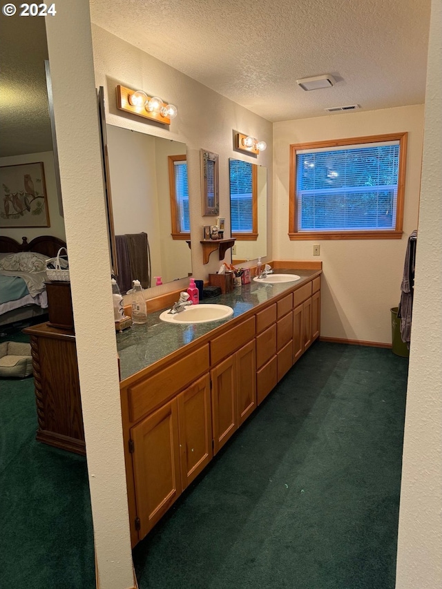 bathroom featuring vanity and a textured ceiling