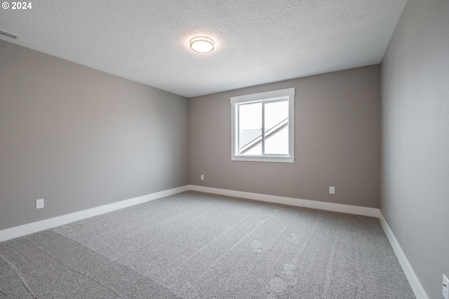 spare room featuring a textured ceiling and carpet flooring