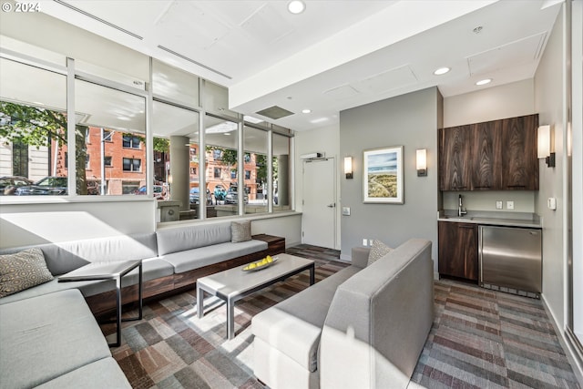 living room with hardwood / wood-style flooring