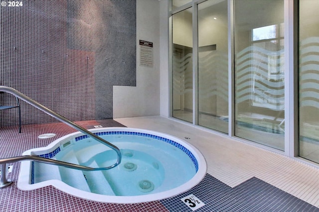 view of pool featuring an indoor in ground hot tub