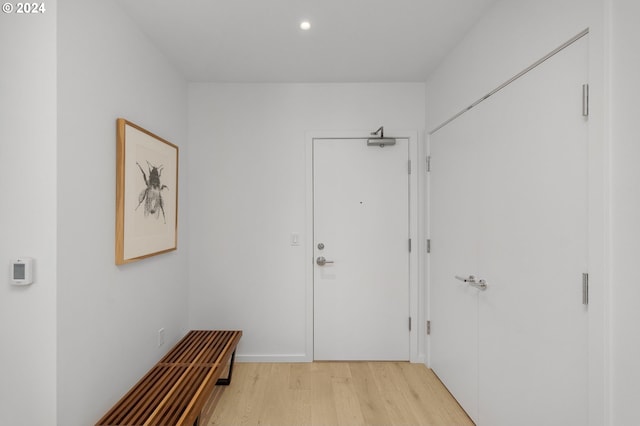 doorway featuring light hardwood / wood-style floors