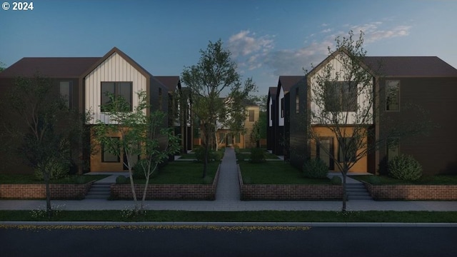 view of front of house featuring a front lawn