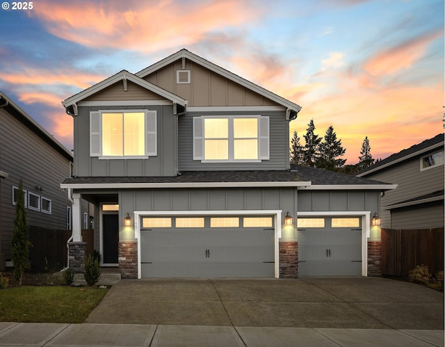 craftsman house with a garage