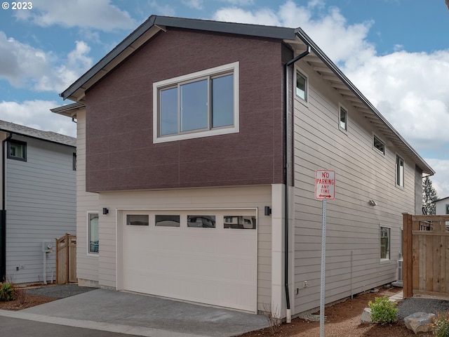 view of home's exterior with a garage