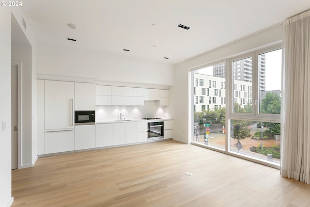 unfurnished living room with light wood-type flooring and a healthy amount of sunlight