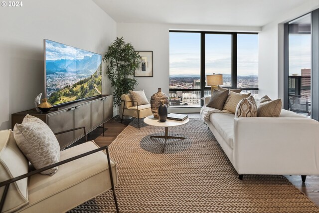 living room with wood finished floors