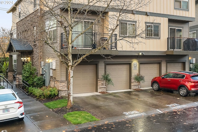 view of property featuring a garage