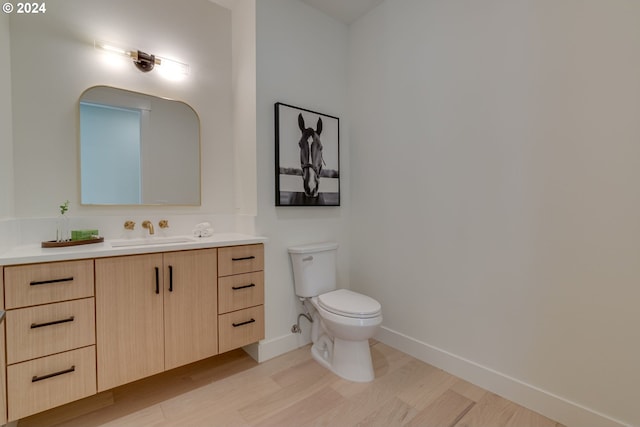 bathroom featuring vanity, hardwood / wood-style flooring, and toilet