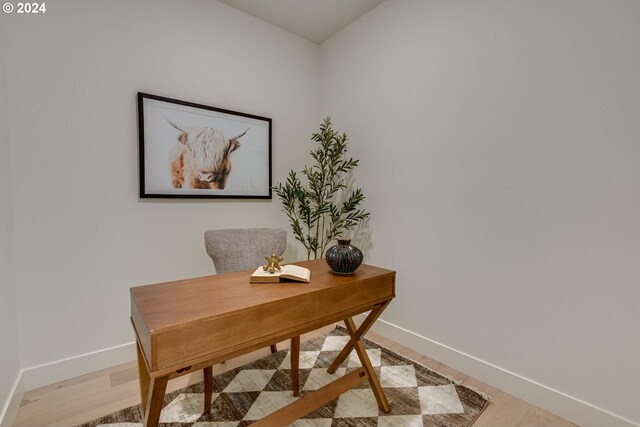 office area featuring light hardwood / wood-style flooring