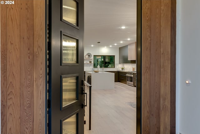 hall featuring light hardwood / wood-style floors