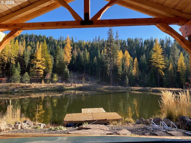 view of dock featuring a water view