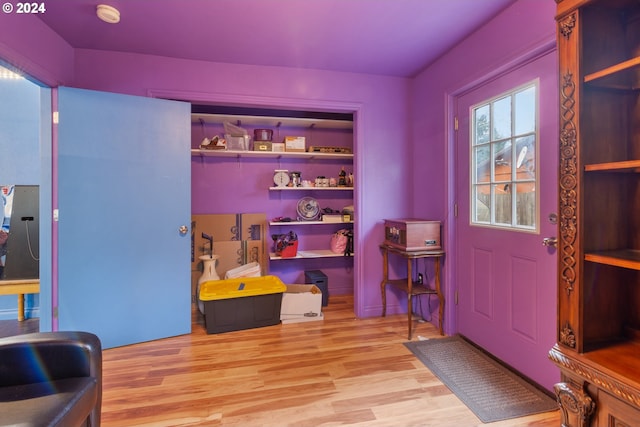 recreation room featuring light hardwood / wood-style flooring