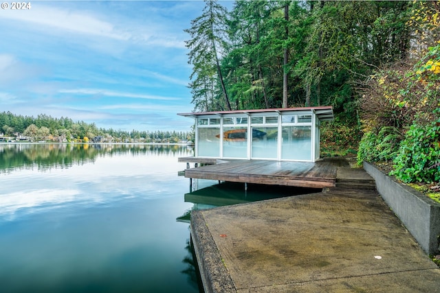 dock area featuring a water view