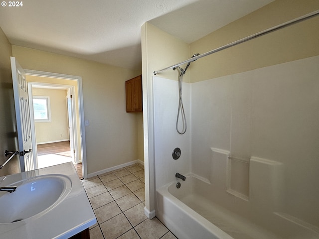 14865 Mt View Dr, Condon, OR 97823 - full bathroom featuring baseboards, bathtub / shower combination, tile patterned flooring, and vanity