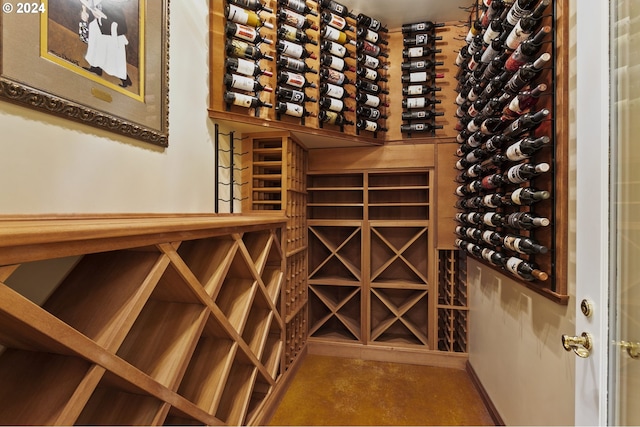 view of wine cellar