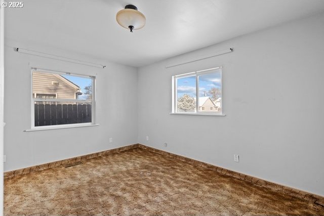 carpeted spare room featuring a healthy amount of sunlight