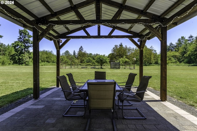 view of patio / terrace featuring a gazebo