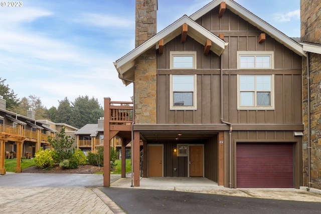 view of front of property with a garage