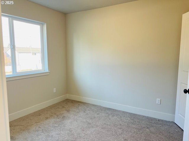 spare room featuring light carpet