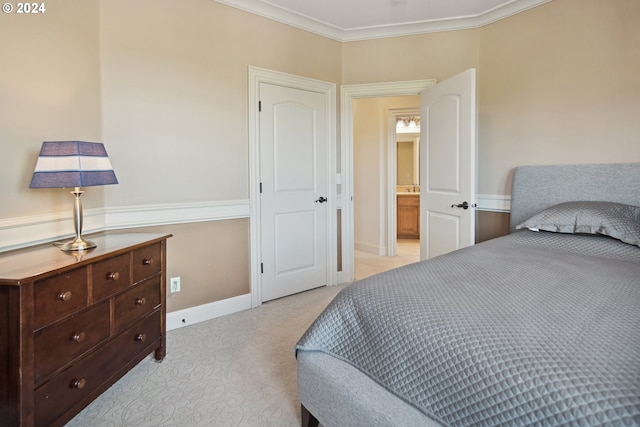 bedroom with ornamental molding