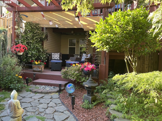 view of patio / terrace with fence and a pergola