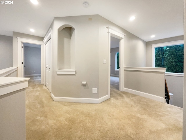11574 SE Ross Rd, Happy Valley, OR 97086 - hallway featuring carpet floors, recessed lighting, an upstairs landing, and baseboards