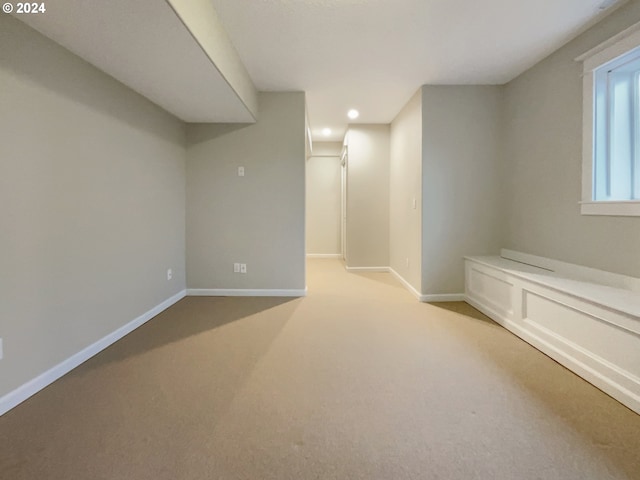 11574 SE Ross Rd, Happy Valley, OR 97086 - basement with light colored carpet, baseboards, and recessed lighting
