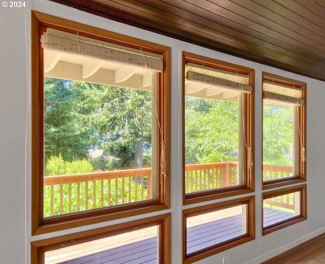 entryway with wood ceiling