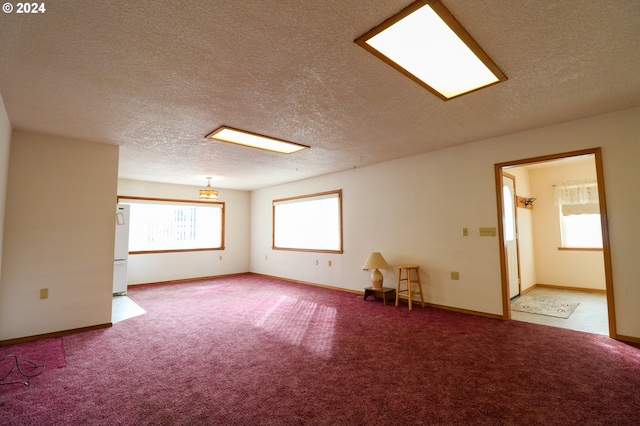 unfurnished room with carpet floors and a textured ceiling