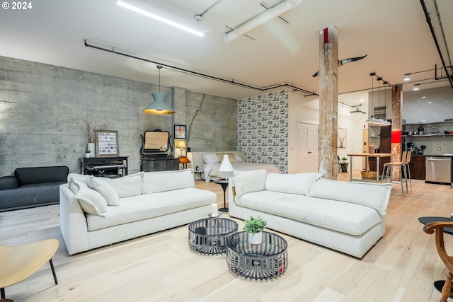 living room featuring light hardwood / wood-style floors