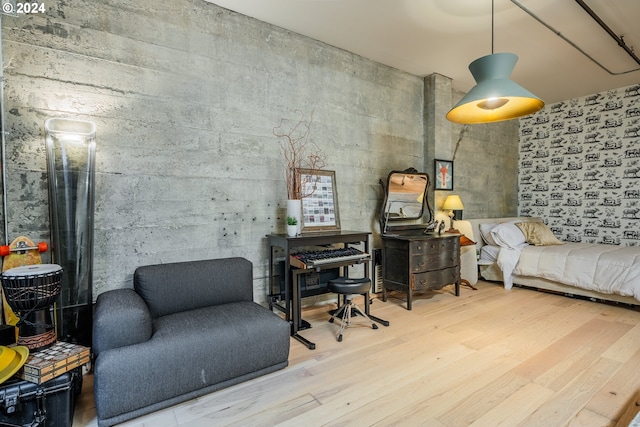 office area featuring hardwood / wood-style floors