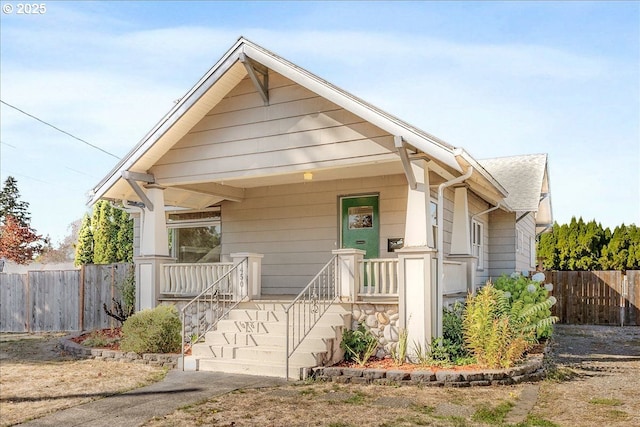 bungalow featuring covered porch