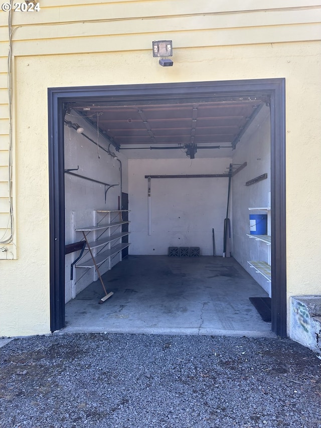 garage with a garage door opener