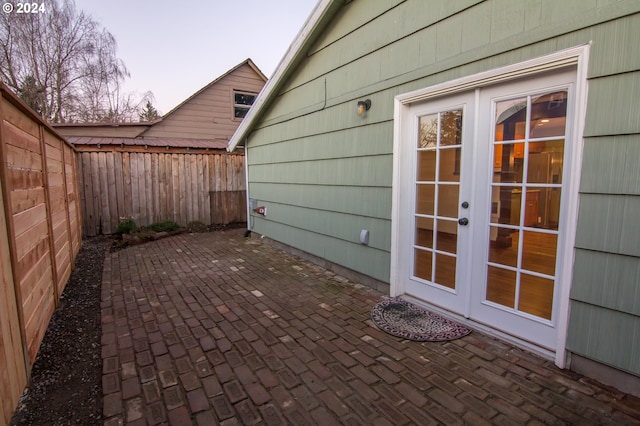 view of patio / terrace featuring french doors