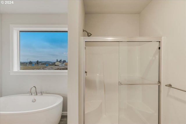 bathroom with independent shower and bath