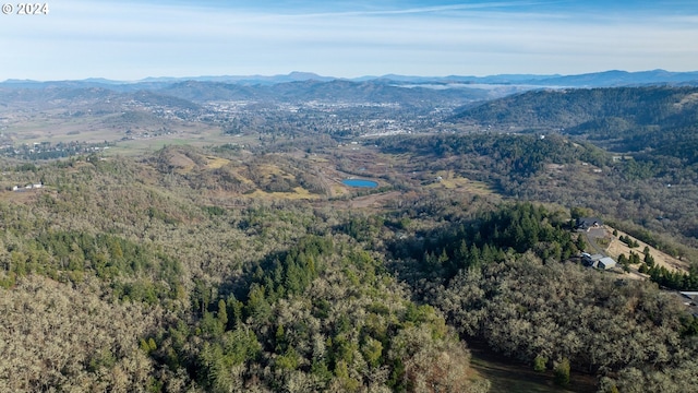 birds eye view of property featuring a mountain view