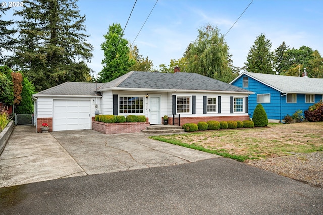 single story home with a garage