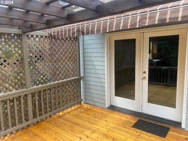 wooden terrace featuring a pergola