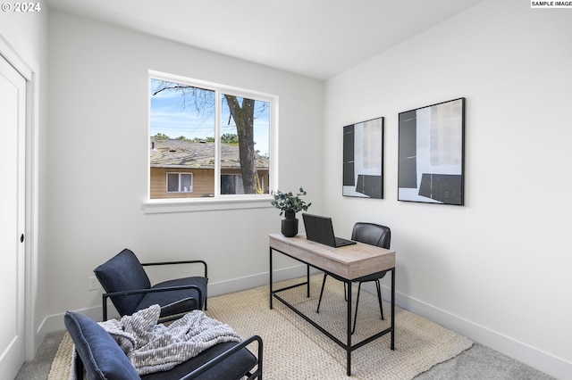 view of carpeted office space