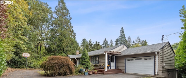 ranch-style house featuring a garage and driveway