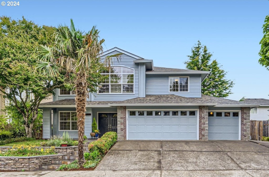 view of front of house with a garage