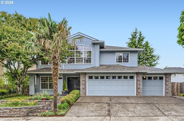 view of front of house with a garage