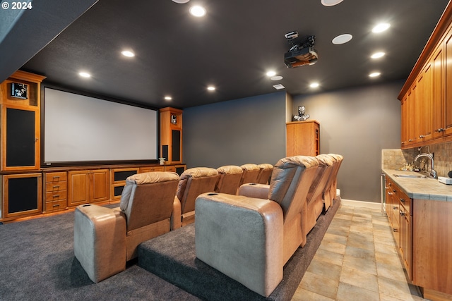 home theater featuring sink