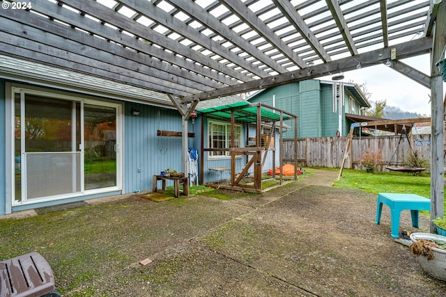 view of patio / terrace featuring a pergola