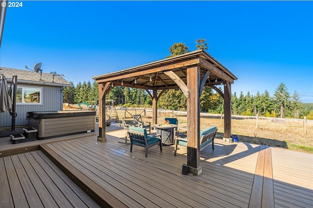 wooden terrace with a gazebo