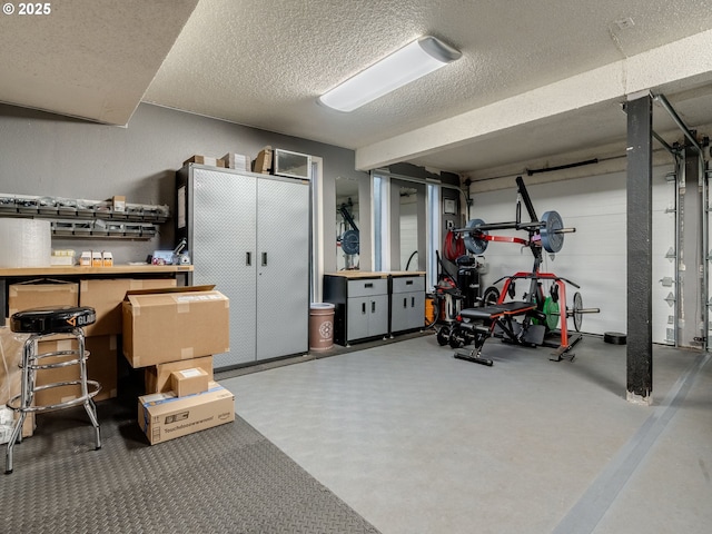 interior space with a textured ceiling